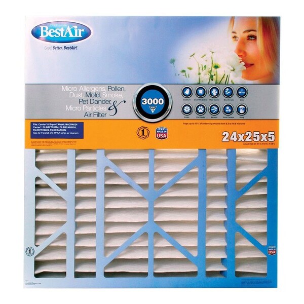 B & K BestAir 24 in. W X 25 in. H X 5 in. D 13 MERV Pleated Air Filter 1 pk CB2425-13R - main